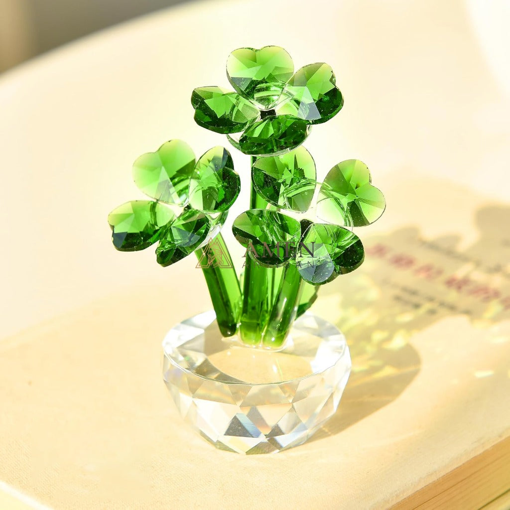 Crystal Four-leaf Clover Figurine Amen Artisan