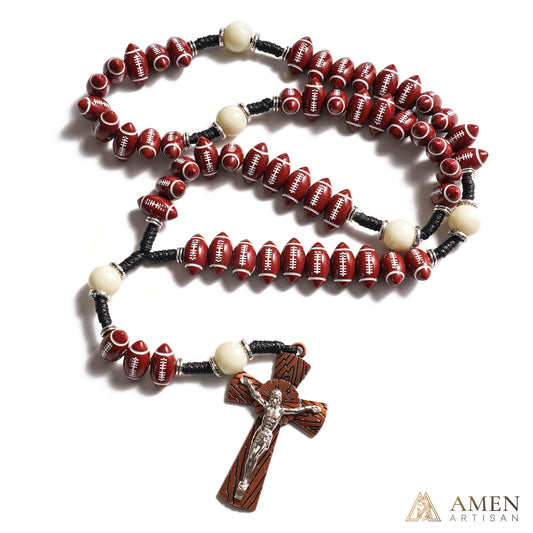 【Deal Today】Catholic Football Rosary with Oval Sports Beads | Amen Artisan