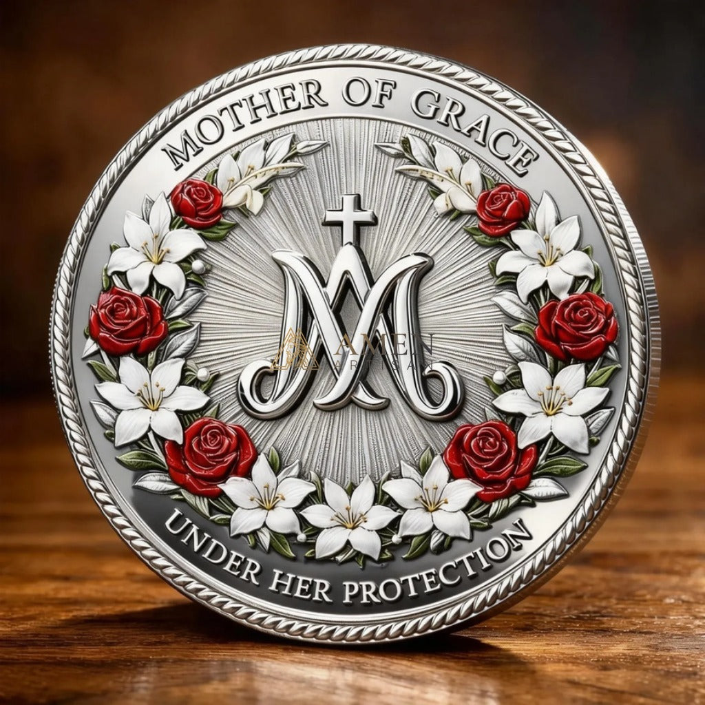 Virgin Mary & Christ Child Commemorative Coin Amen Artisan