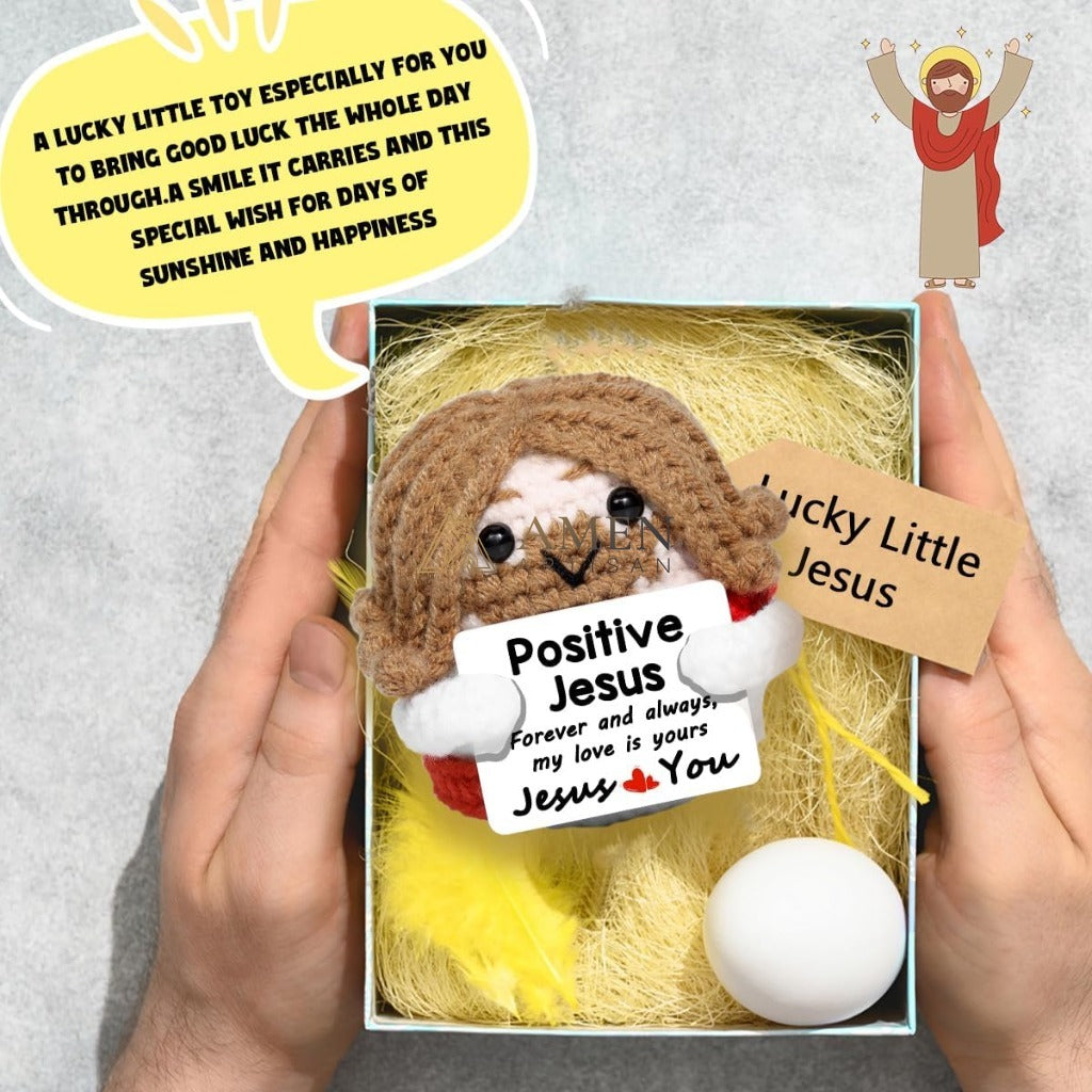 Handmade Positive Jesus Crochet Doll Amen Artisan