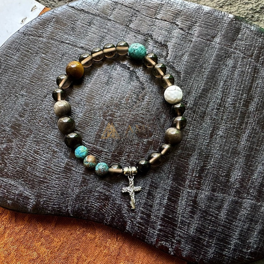 Ice Obsidian Cross Bracelet Amen Artisan