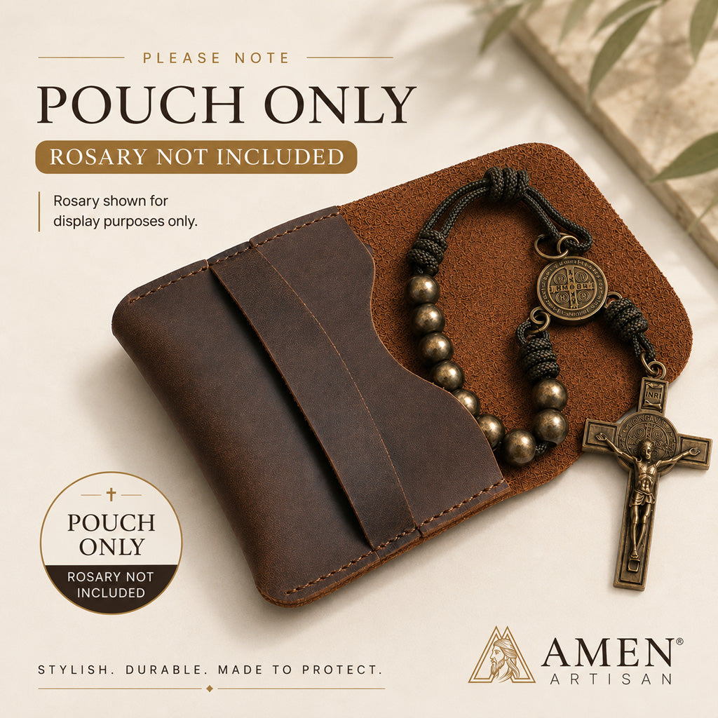 【Deal Today】Bronze Beads Olive Green Saint Benedict Medal Pocket Rosary