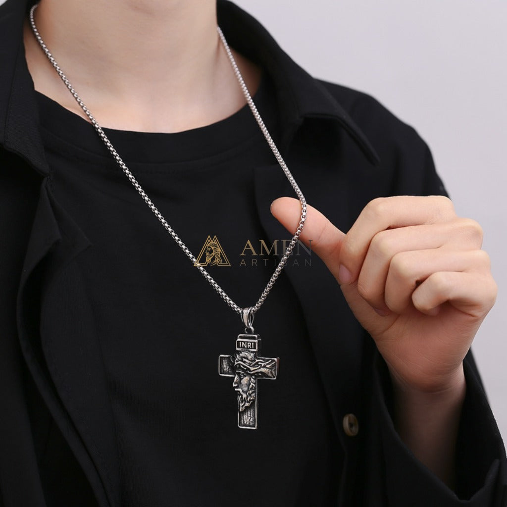 Jesus Cross Pendant Necklace Amen Artisan