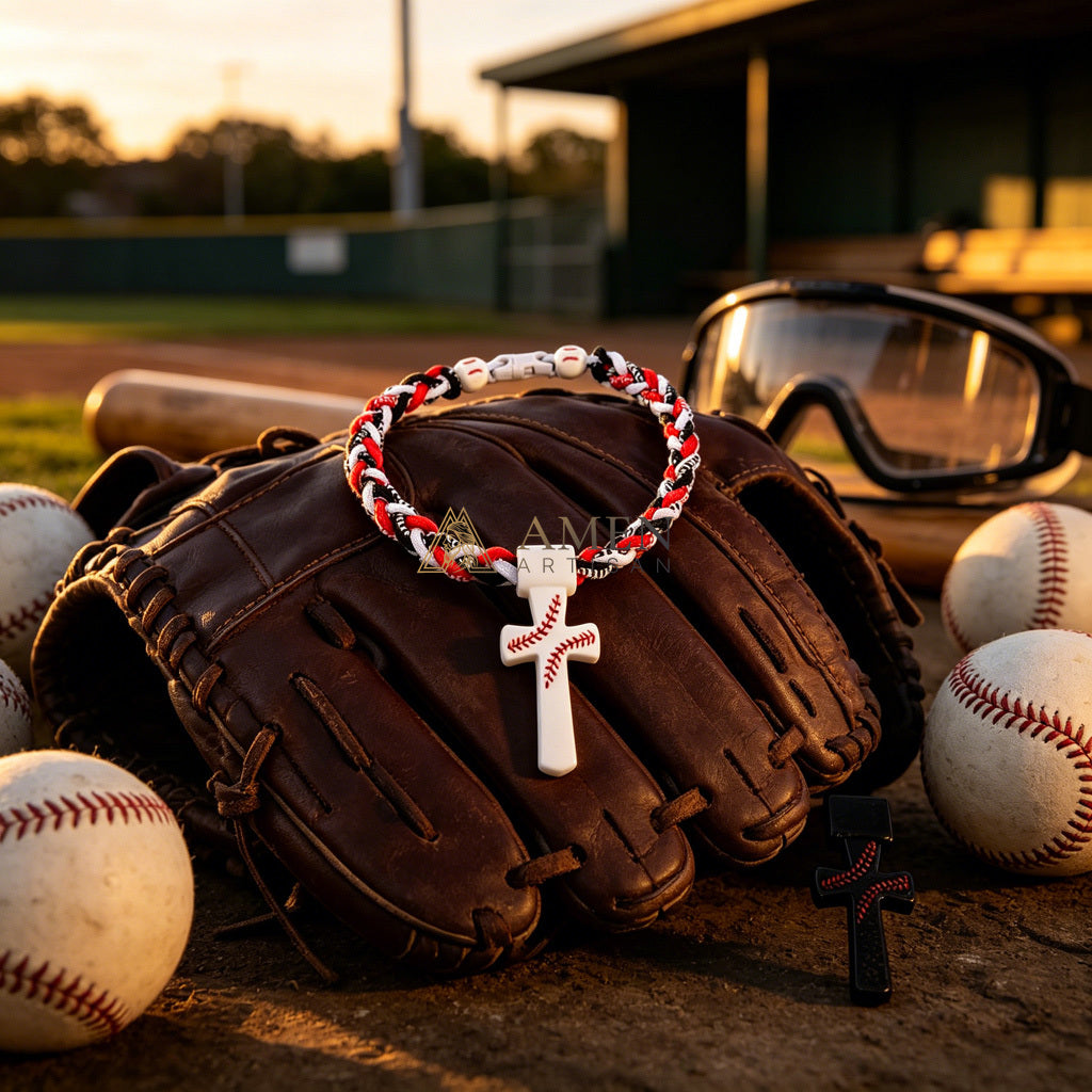 Tri Color Braided Sports Cross Bracelet - Faith, Strength & Team Spirit | Amen Artisan