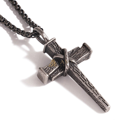 Heavy Dragon Bone Chain Cross Necklace - Resilience, Faith & Sacred Protection | Amen Artisan