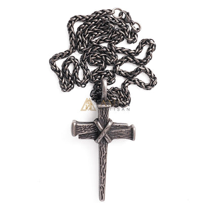 Heavy Dragon Bone Chain Cross Necklace - Resilience, Faith & Sacred Protection |  Amen Artisan