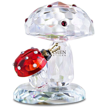 Crystal Mushroom & Ladybug Figurine Amen Artisan