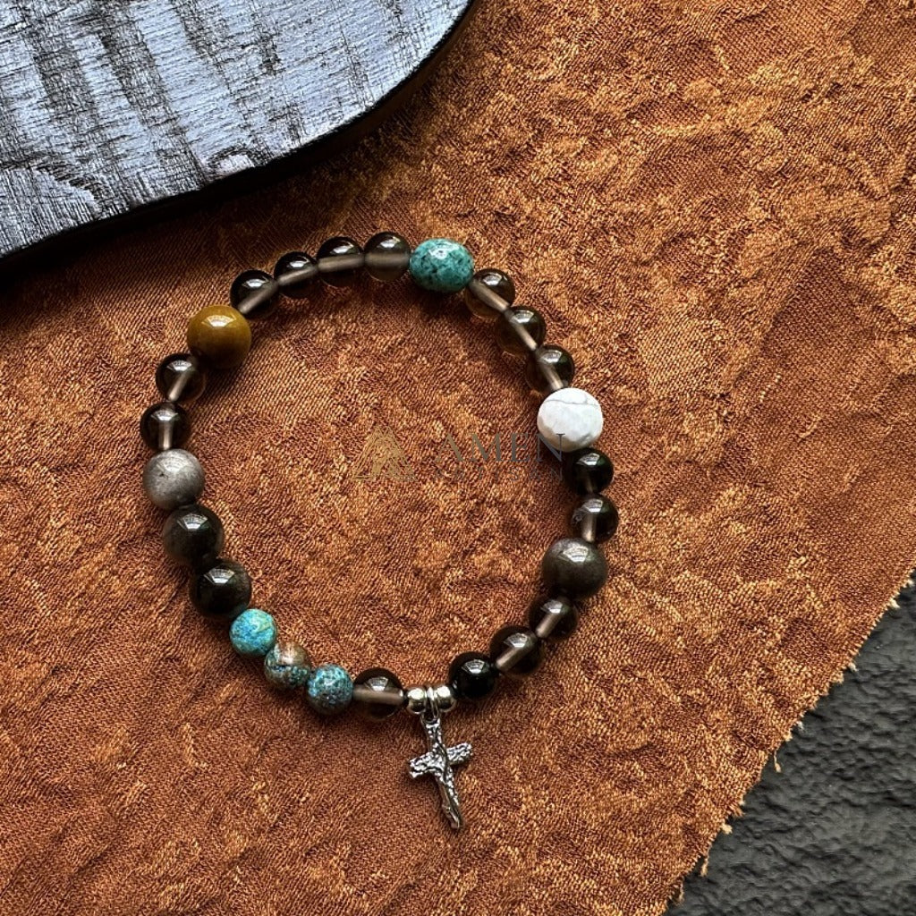 Ice Obsidian Cross Bracelet  Amen Artisan