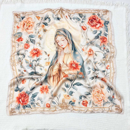 Silk Scarf with An Image of The Virgin Mary Amen Artisan