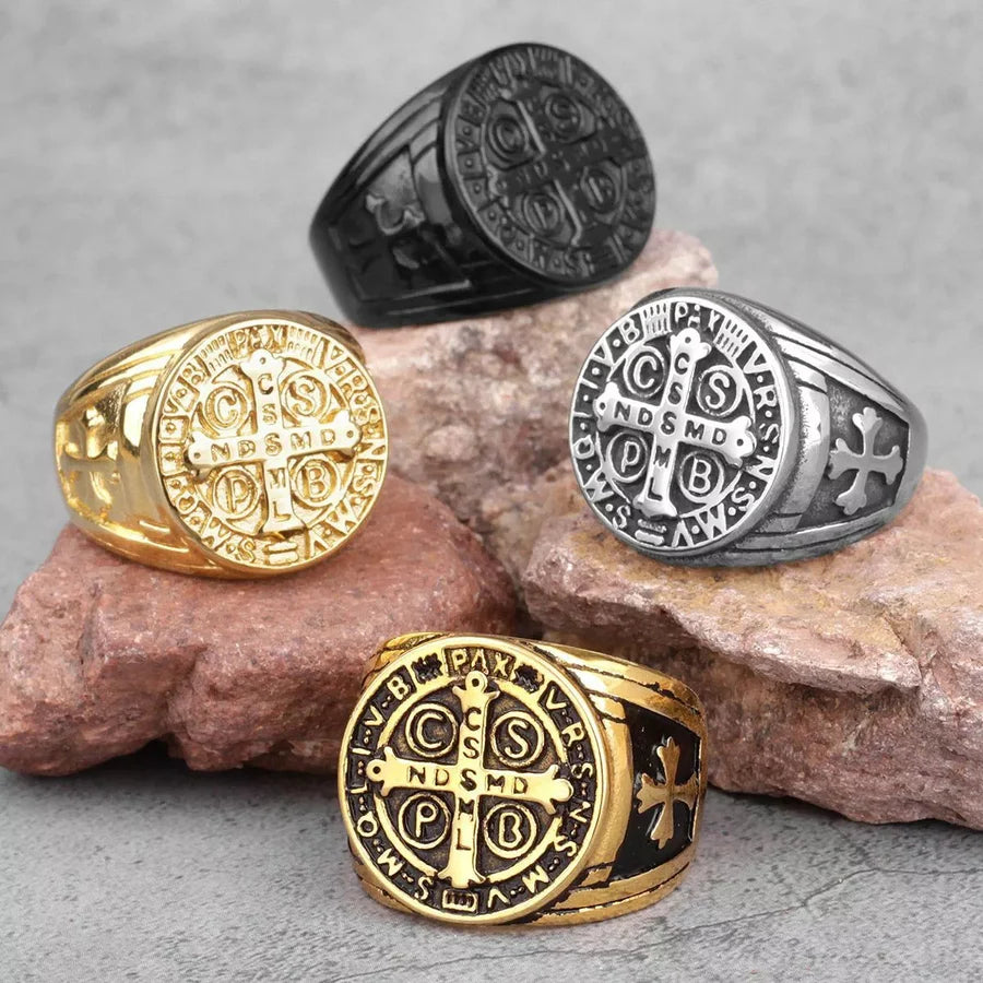 Saint Benedict Cross & Inscriptions Ring