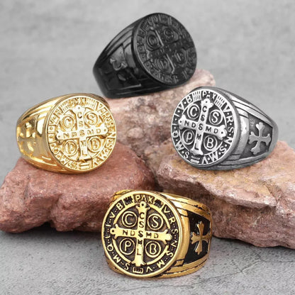 Saint Benedict Cross & Inscriptions Ring