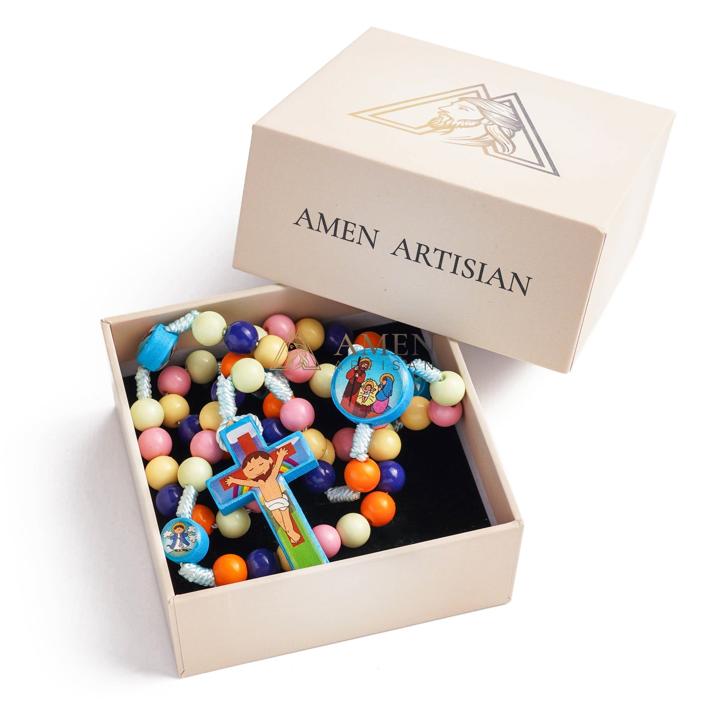"My First Rosary" – Colorful Wooden Prayer Beads for Children - Perfect Religious Gift from Grandparents
