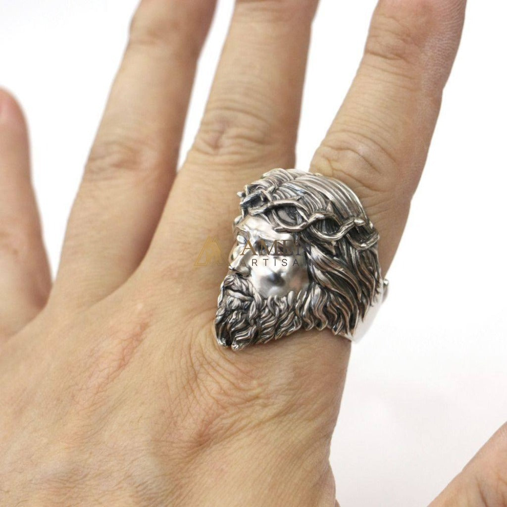 925 Sterling Silver Crown of Thorns Ring Amen Artisan