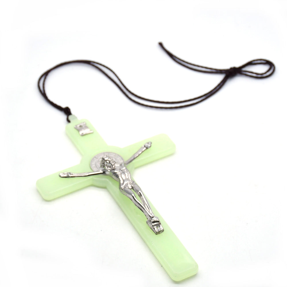 Large Glow In The Dark Crucifix Cross Necklace Amen Artisan