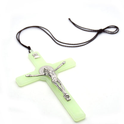 Large Glow In The Dark Crucifix Cross Necklace Amen Artisan