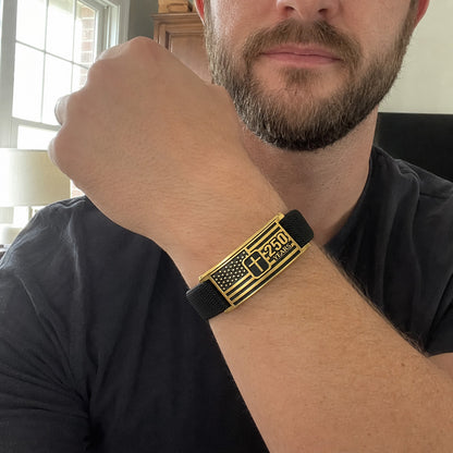 Adjustable America 250 Bracelet with Braided Band and Cross Detail