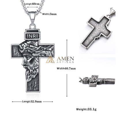 Jesus Cross Pendant Necklace Amen Artisan
