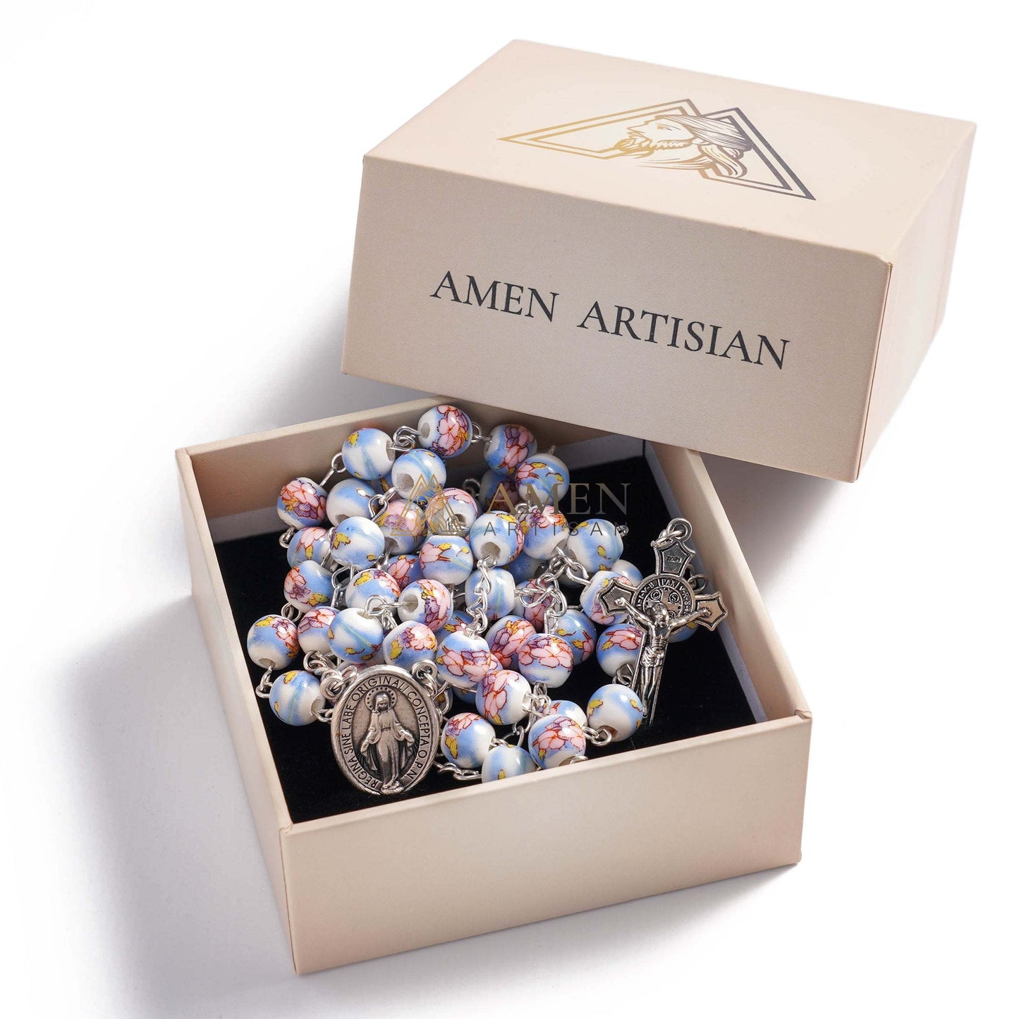 Magnolia Ceramic Rosary Amen Artisan