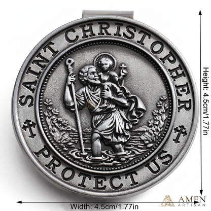 【Deal Today】Saint Christopher Protector Car Visor Clip—— A Prayer in Metal, A Shield for Every Journey | Amen Artisan