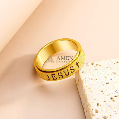 Rotating Matte Jesus Ring Amen Artisan