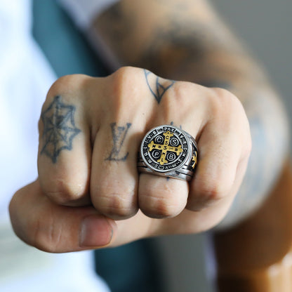Saint Benedict Cross & Inscriptions Ring
