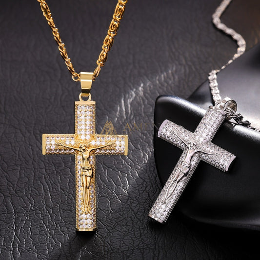 Crucifix Zircon Pendant Necklace