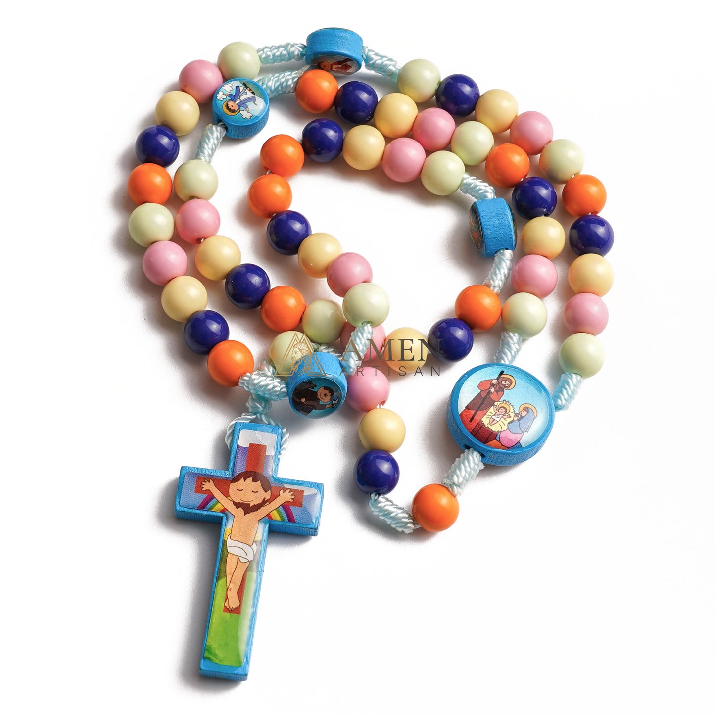 "My First Rosary" – Colorful Wooden Prayer Beads for Children - Perfect Religious Gift from Grandparents