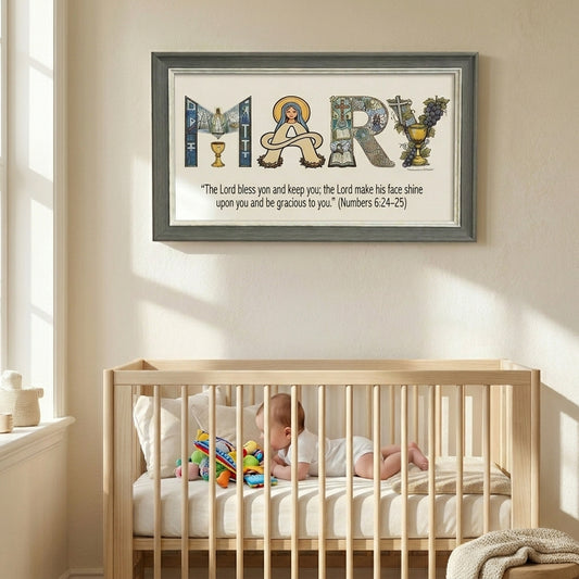 Personalized Faith Name Art Frame  – Baptism & First Communion  | Amen Artisan