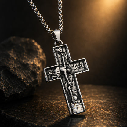 Vintage Cross Pendant Necklace Amen Artisan