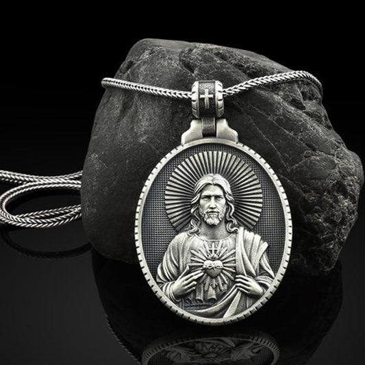 Vintage Sacred Heart of Jesus Pendant | Heritage Faith Jewelry, Classic Religious Necklace Amen Artisan