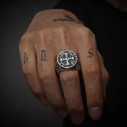 Saint Benedict Cross & Inscriptions Ring