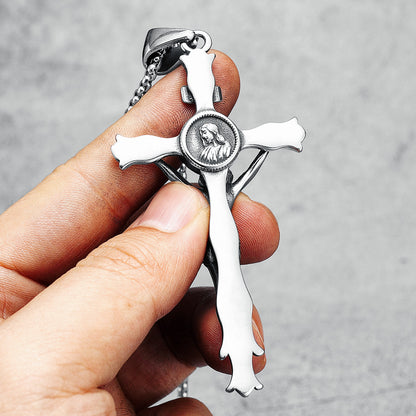 Amen Artisan Vintage Style Titanium Steel 3D Cross Necklace