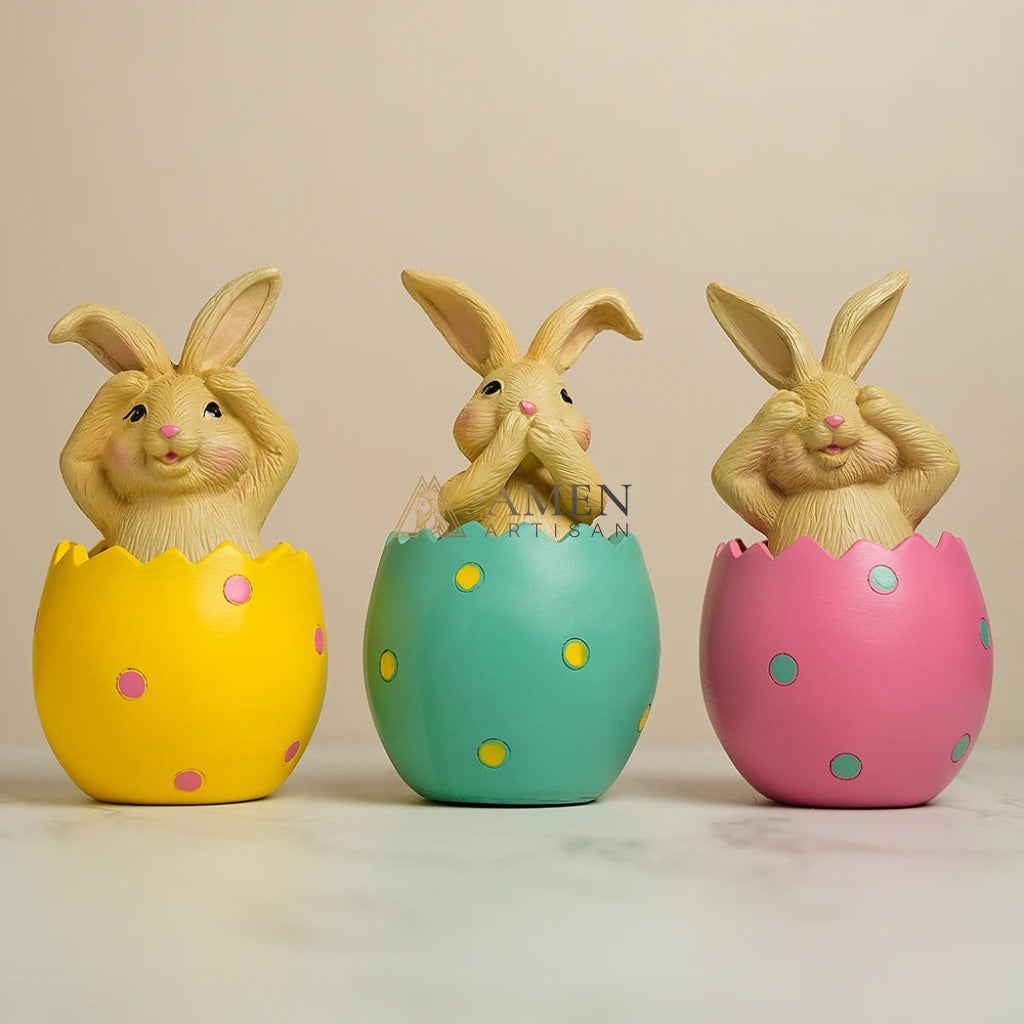 Easter Bunny Egg Statue Amen Artisan