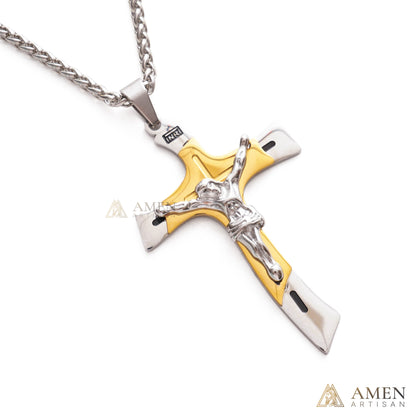【Deal Today】Two-Tone Jesus Crucifix Necklace - Faith & Redemption