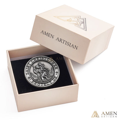 【Deal Today】Saint Christopher Protector Car Visor Clip—— A Prayer in Metal, A Shield for Every Journey | Amen Artisan