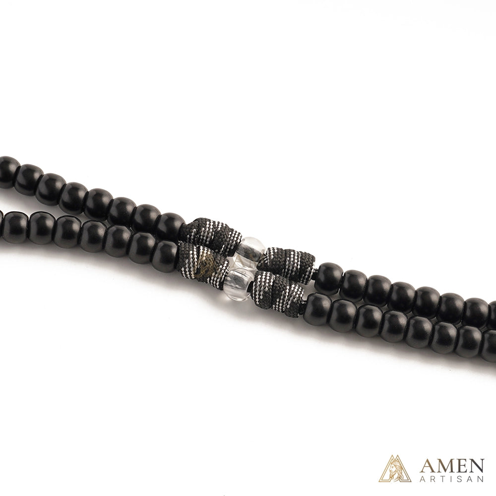 Tactical Paracord Rosary — Matte Black Beads, Military-Grade Strength, Warrior’s Faith Amen Artisan