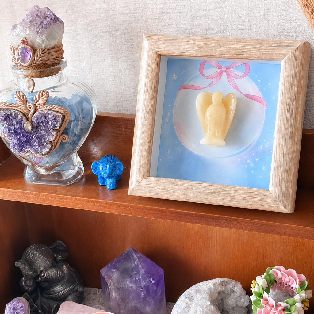 Hand-Carved Crystal Angel Frame – Peace, Guidance & Protection |  Amen Artisan