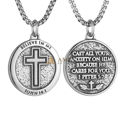 Cross Medallion Pendant Necklace Amen Artisan