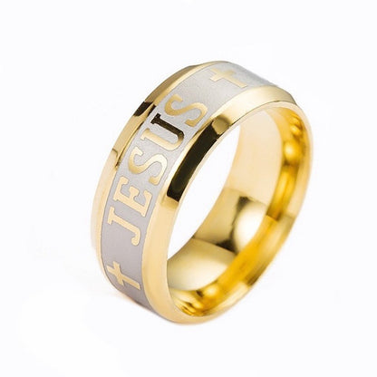 Jesus Cross Titanium Steel Ring Amen Artisan