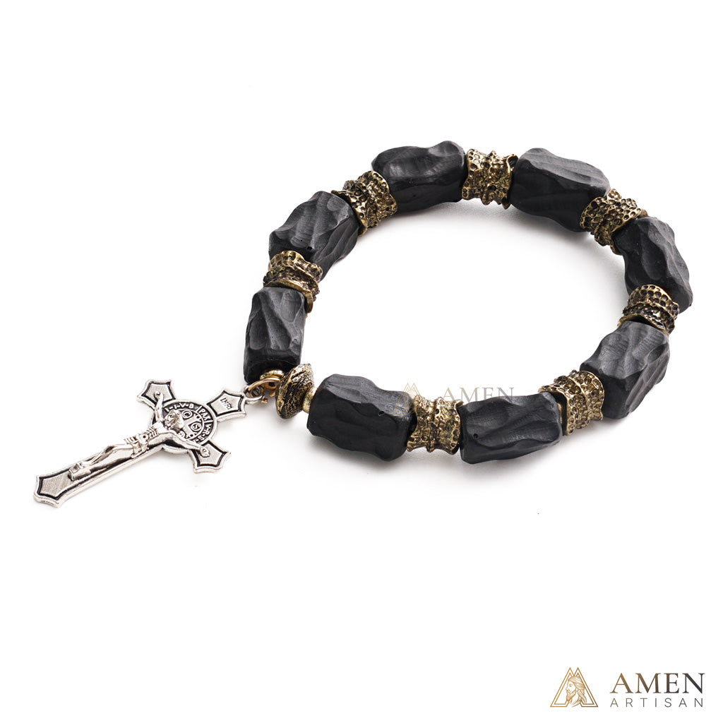 Black Sandalwood Brass Cross Bracelet – Faith, Strength & Protection |  Amen Artisan