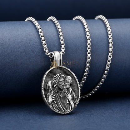 Jesus & Lamb Oval Pendant Necklace Amen Artisan