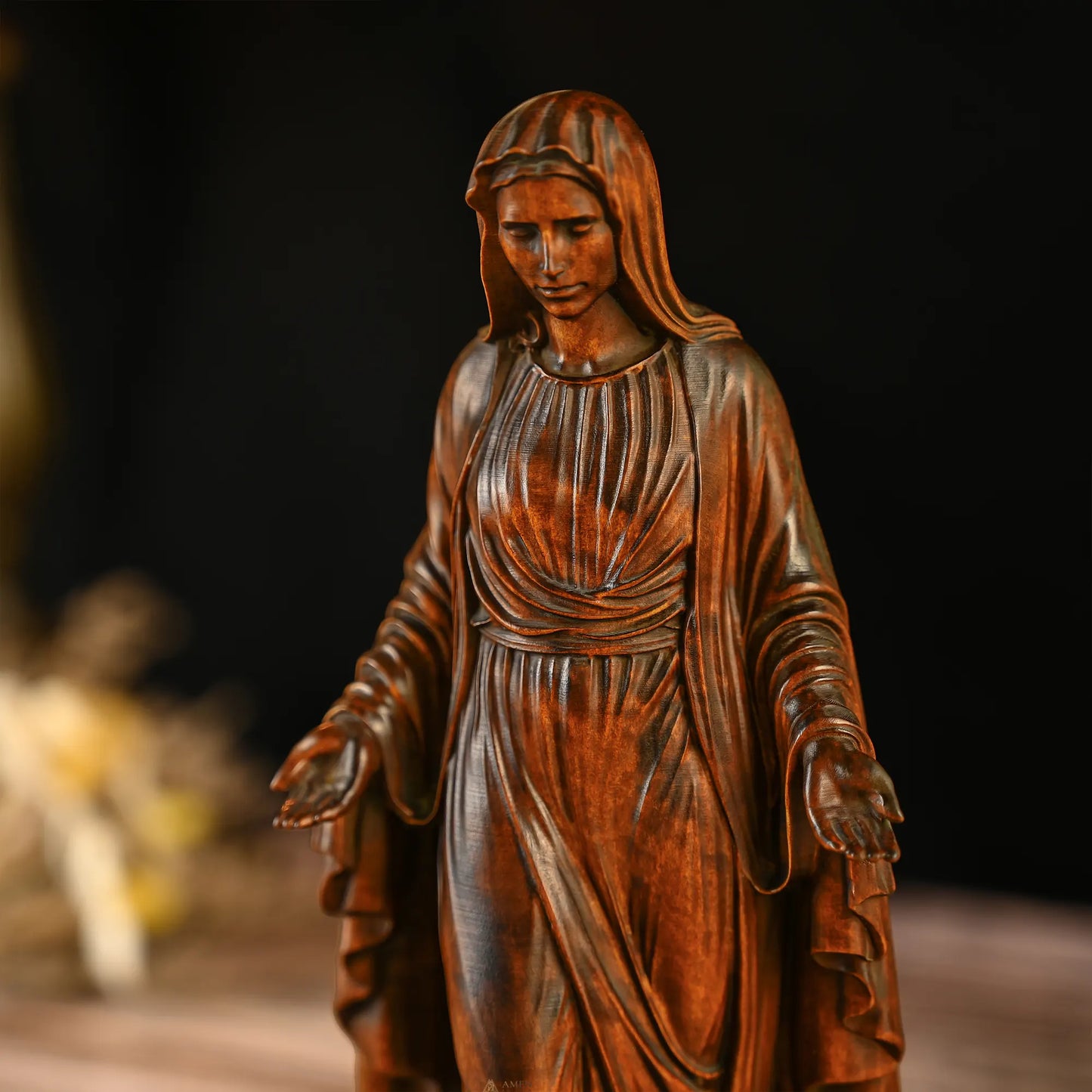 Our Lady of Grace Wood Carving Amen Artisan