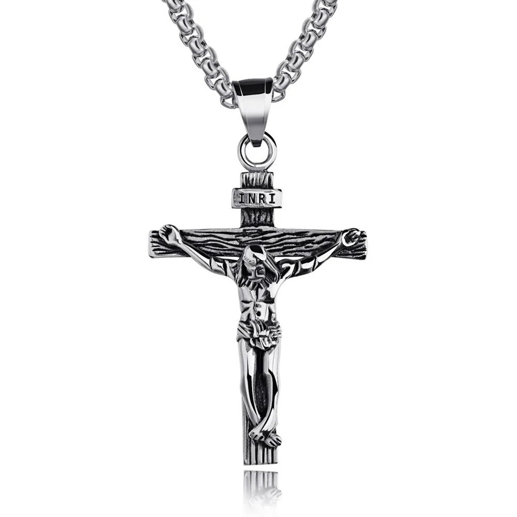 INRI Jesus Crucifix Necklace with Detailed Pendant — Faith
