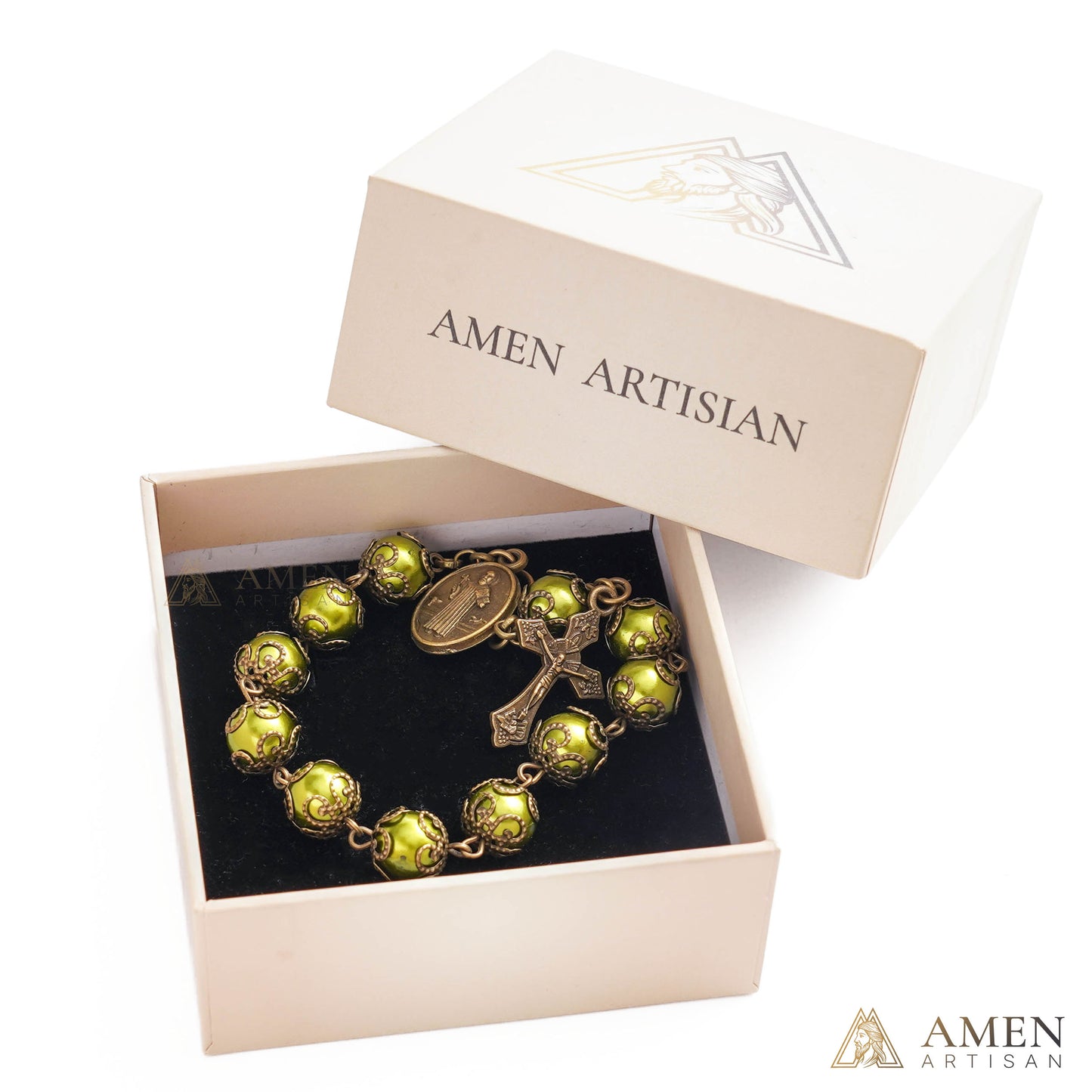 Adjustable Jesus Crucifix & St. Benedict Medal Rosary Bracelet | Amen Artisan