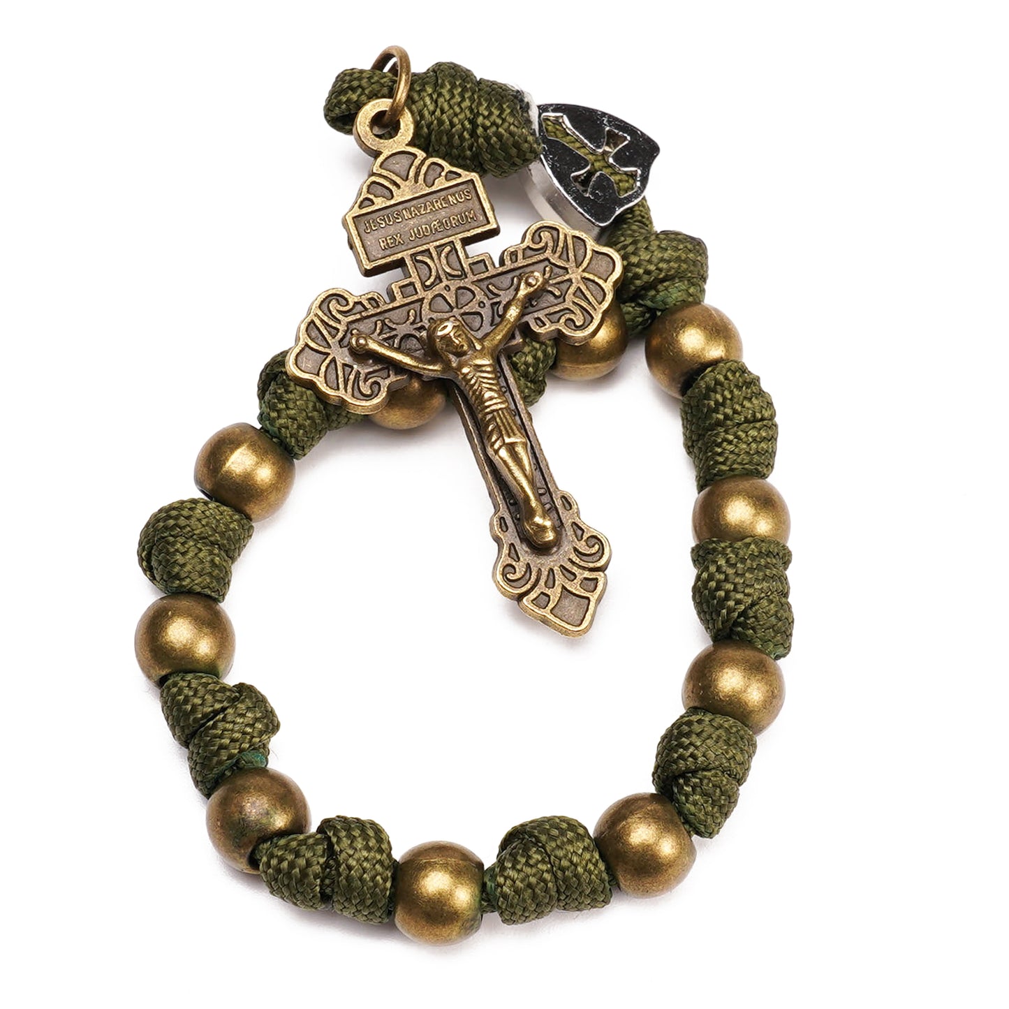 【Deal Today】Military-Grade Paracord Pocket Rosary with Antique Bronze Beads Amen Artisan