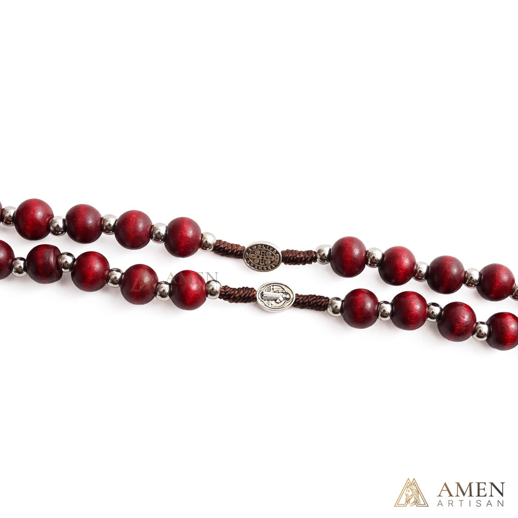 【Deal Today】Natural Wood Rosary Beads Necklace with Crucifix - Devotion & Blessing |  Amen Artisan