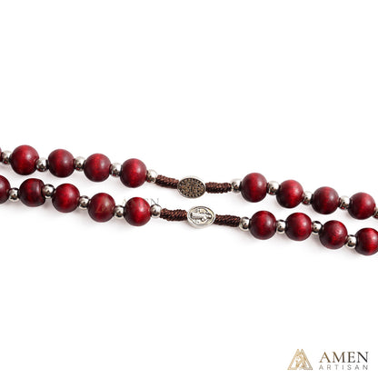 【Deal Today】Natural Wood Rosary Beads Necklace with Crucifix - Devotion & Blessing |  Amen Artisan