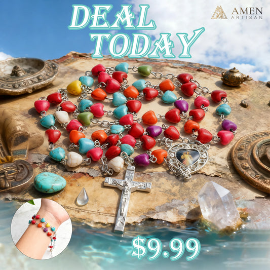 Multicolor Turquoise Heart Rosary