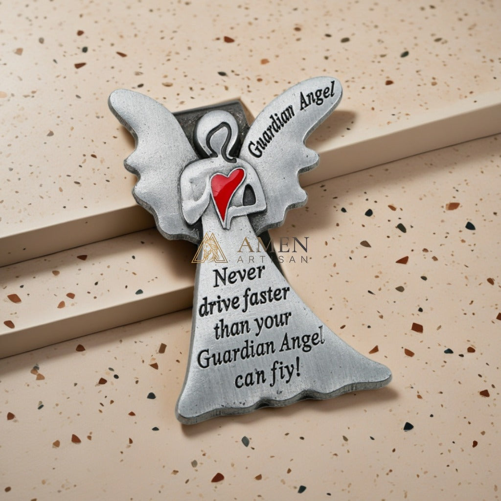 Guardian Angel with Heart Car Visor Clip Amen Artisan