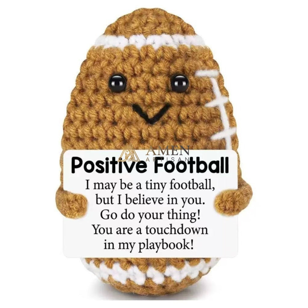 Hand-Knit Positive Football Plush Doll Amen Artisan